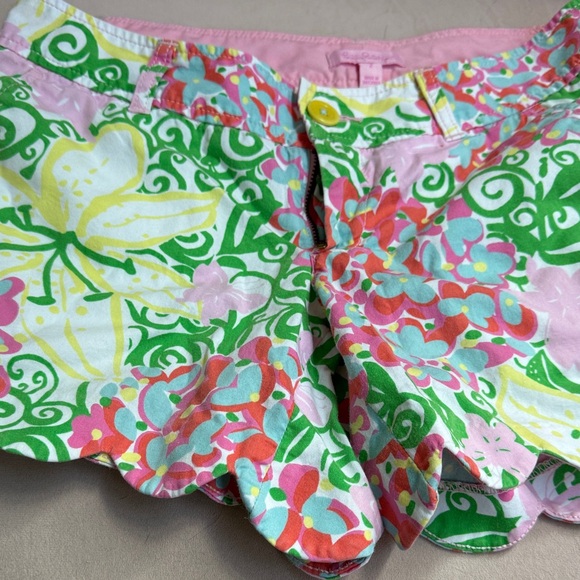Lilly Pulitzer Pants - Lilly Pulitzer Pink and Green Floral High Waist Shorts